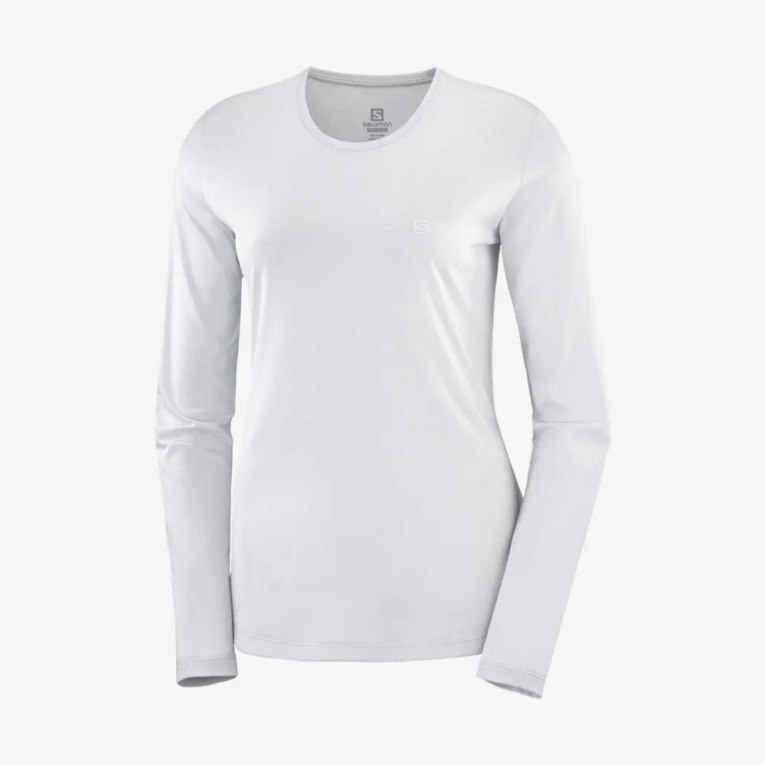 White Salomon Agile Long Sleeve Women's T-Shirts | IE SK2789